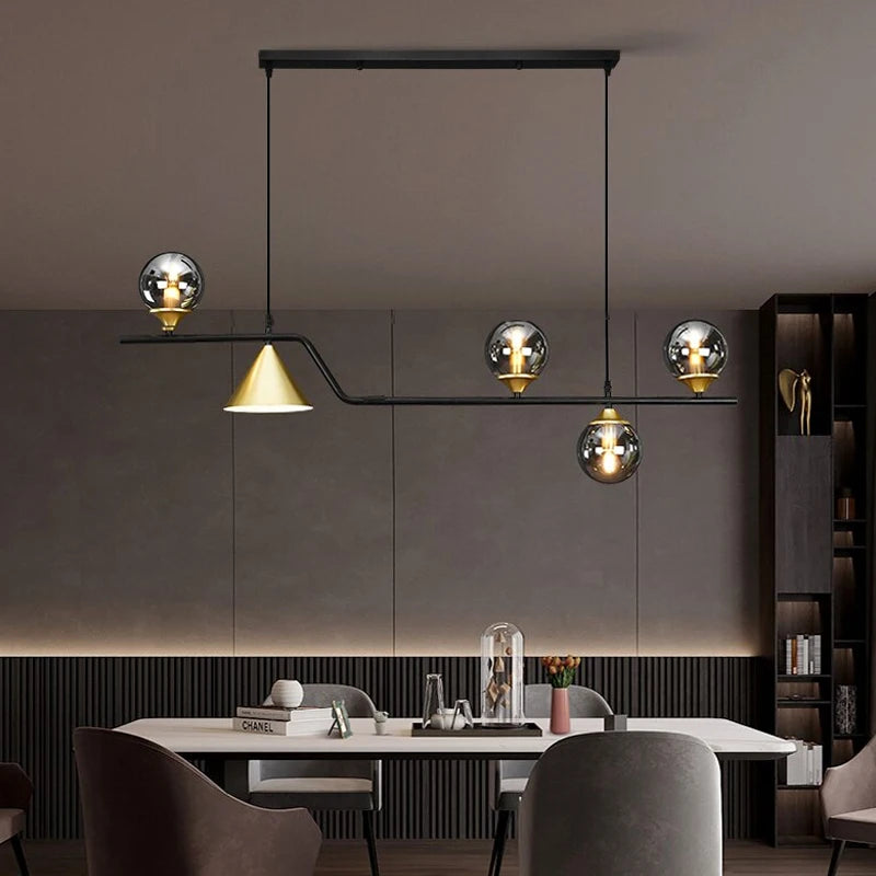 Lustre Suspension Boules de Verre Style Nordique