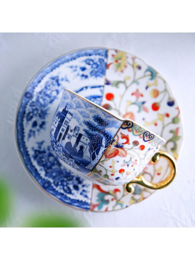 Duo de Tasses à Café Rétro Européennes avec Soucoupes