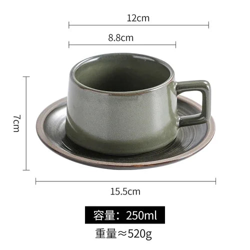 Service à Café en Grès Brut Style Japonais Rétro