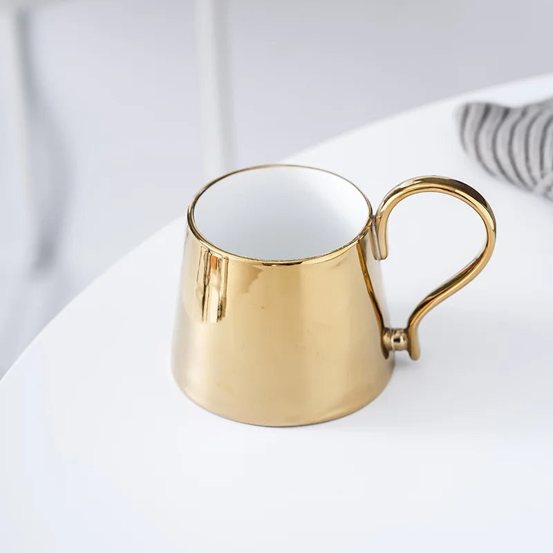 Tasse en Céramique Or et Argent Style Nordique Résistante Chaleur