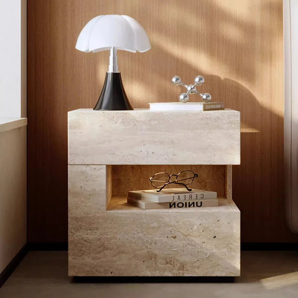 Table de Chevet Minimaliste 2 Tiroirs en Métal