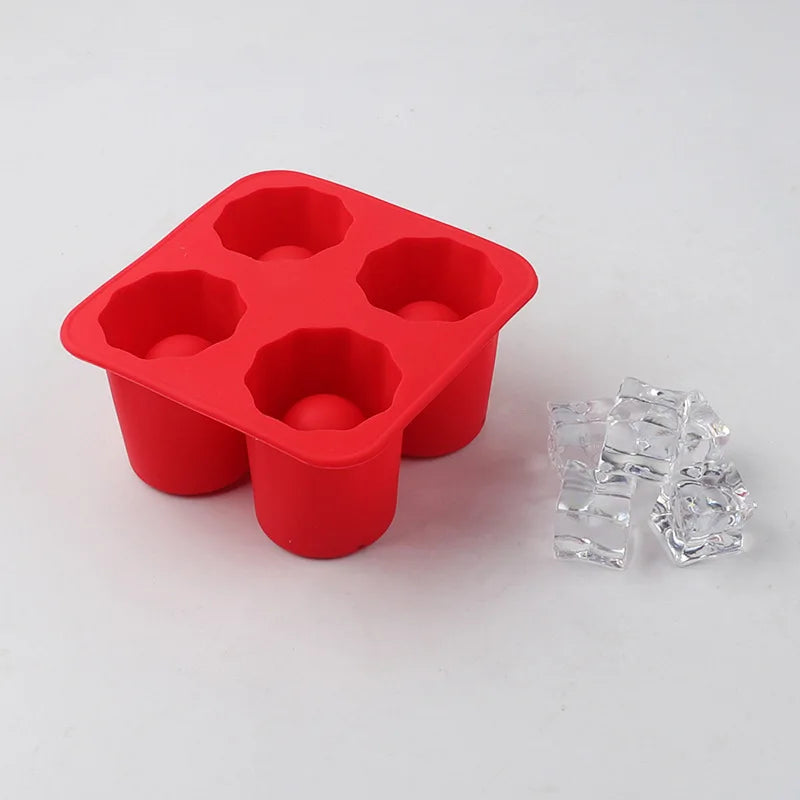 Moule à Glaçons en Silicone Forme Ronde 4 Cavités