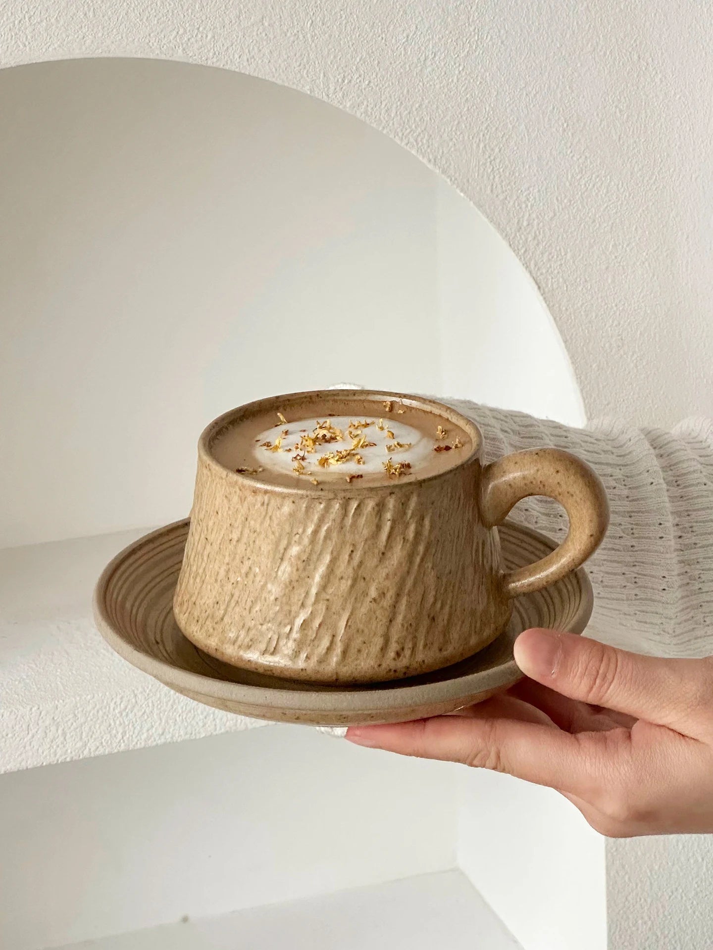 Ensemble Tasse et Assiette Rétro Haute Gamme Latte Art