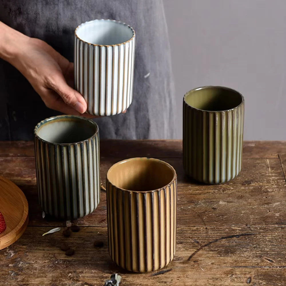 Mug en Céramique à Rayures Verticales - 300ml