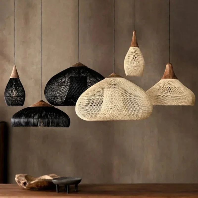 Suspension Rotin Fait Main Style Japonais
