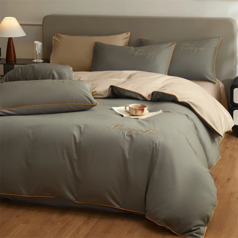 Set Housse de Couette Coton Égyptien avec Taies