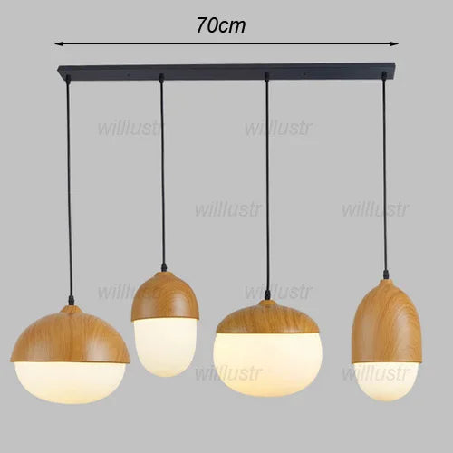 Suspension Créative Effet Noix Bois Métal et Verre