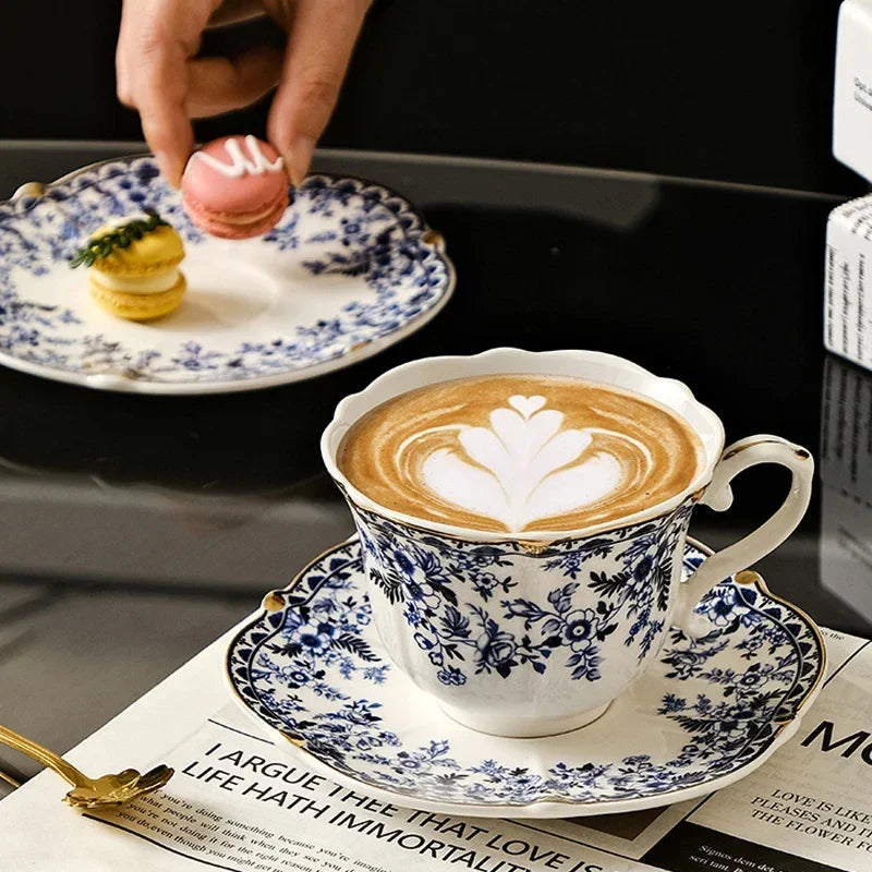 Tasse à Café en Porcelaine Bleu et Blanc Style Anglais