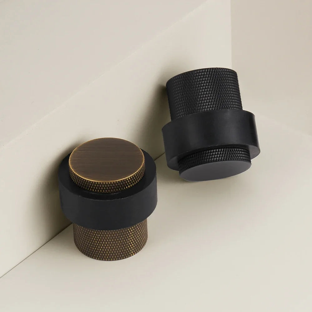 Brass Door Stopper – Knurled Floor-Mount Hardware