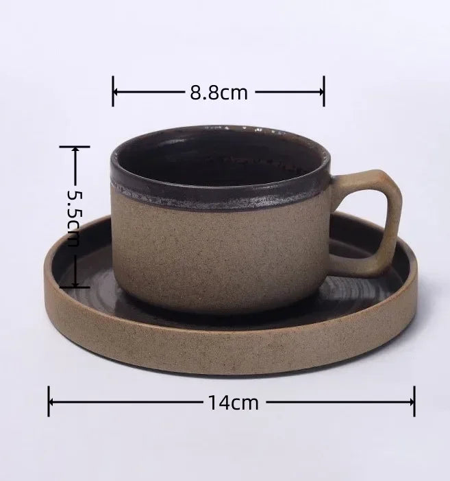Set Tasse et Soucoupe Grès Style Japonais Fait Main