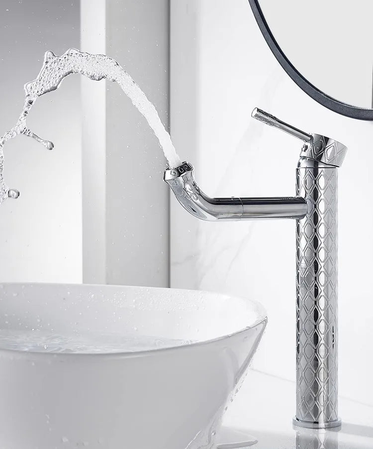 Robinet de Lavabo Laiton Sculpté Antique Mitigeur