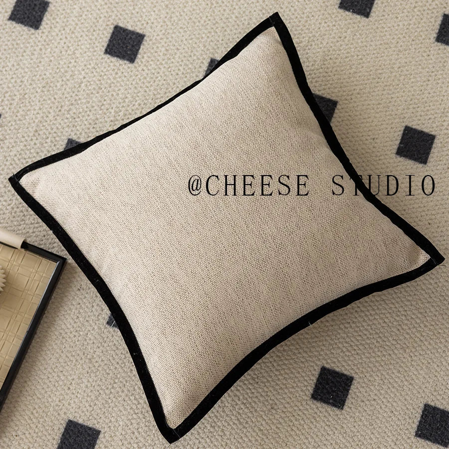 Housse de Coussin Bordure Noire - Style Vert Rétro