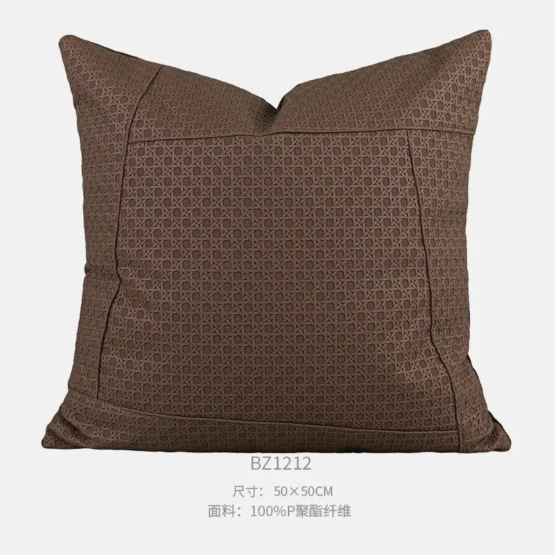 Housse de Coussin Peau de Vache Grise Patchwork Brun Tissé