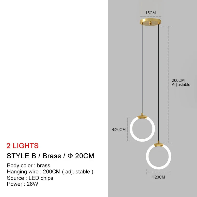 Suspension de Luxe Dorée - Style Nordique LED