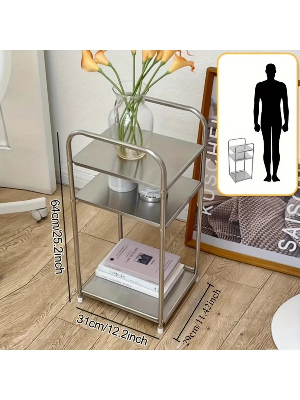 Étagère de Rangement Inox 3 Niveaux - Multi-Usage