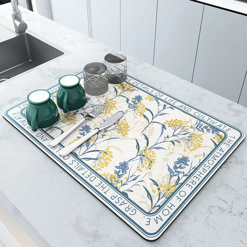 Tapis d'Égouttage Absorbant Antidérapant pour Cuisine
