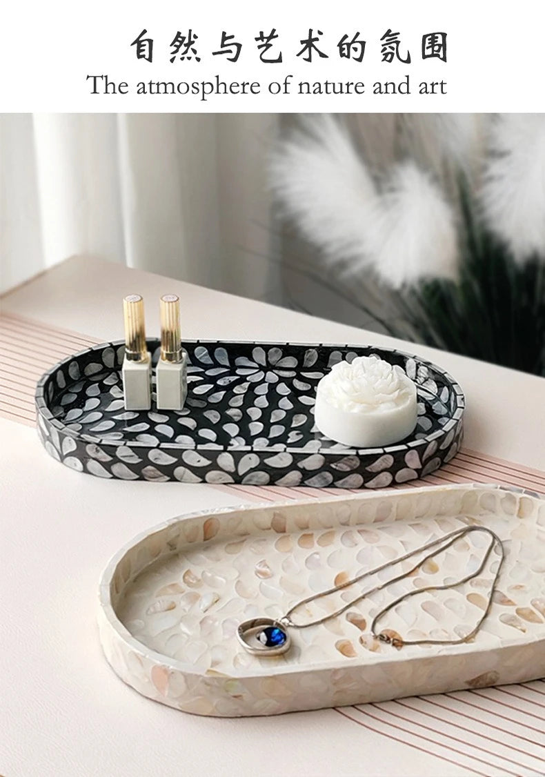 Plateau Coquillage Naturel Ovale Style Nordique Luxueux