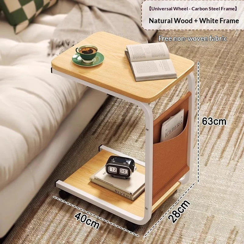 Table d'Appoint Mobile Ajustable en Métal - Design Moderne