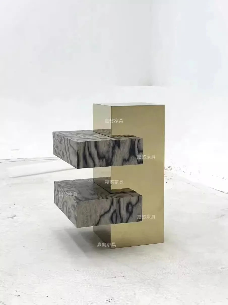 Geometric Metal Side Table – Light Luxury Accent Table