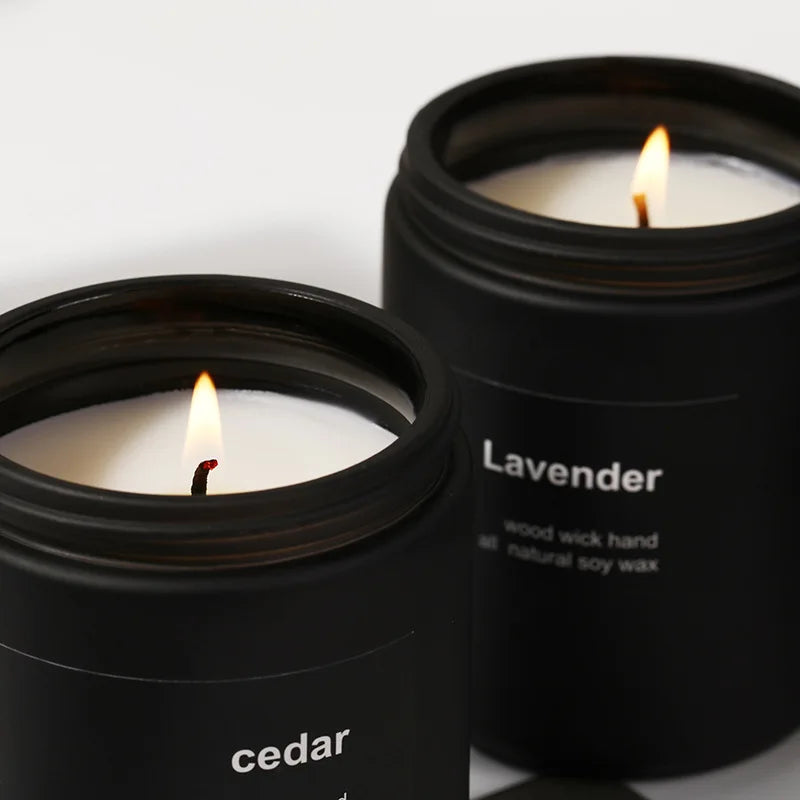 Bougie Parfumée Verre Givré Noir Bois de Santal
