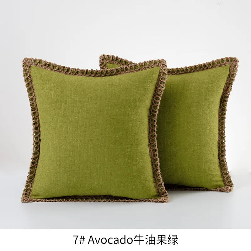 Housse de Coussin Champêtre Bordée - Style Farmhouse