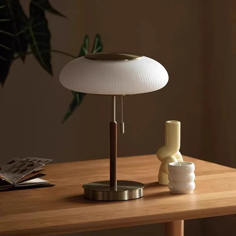 Copper & Frosted Glass Table Lamp – Nordic Bedside Light