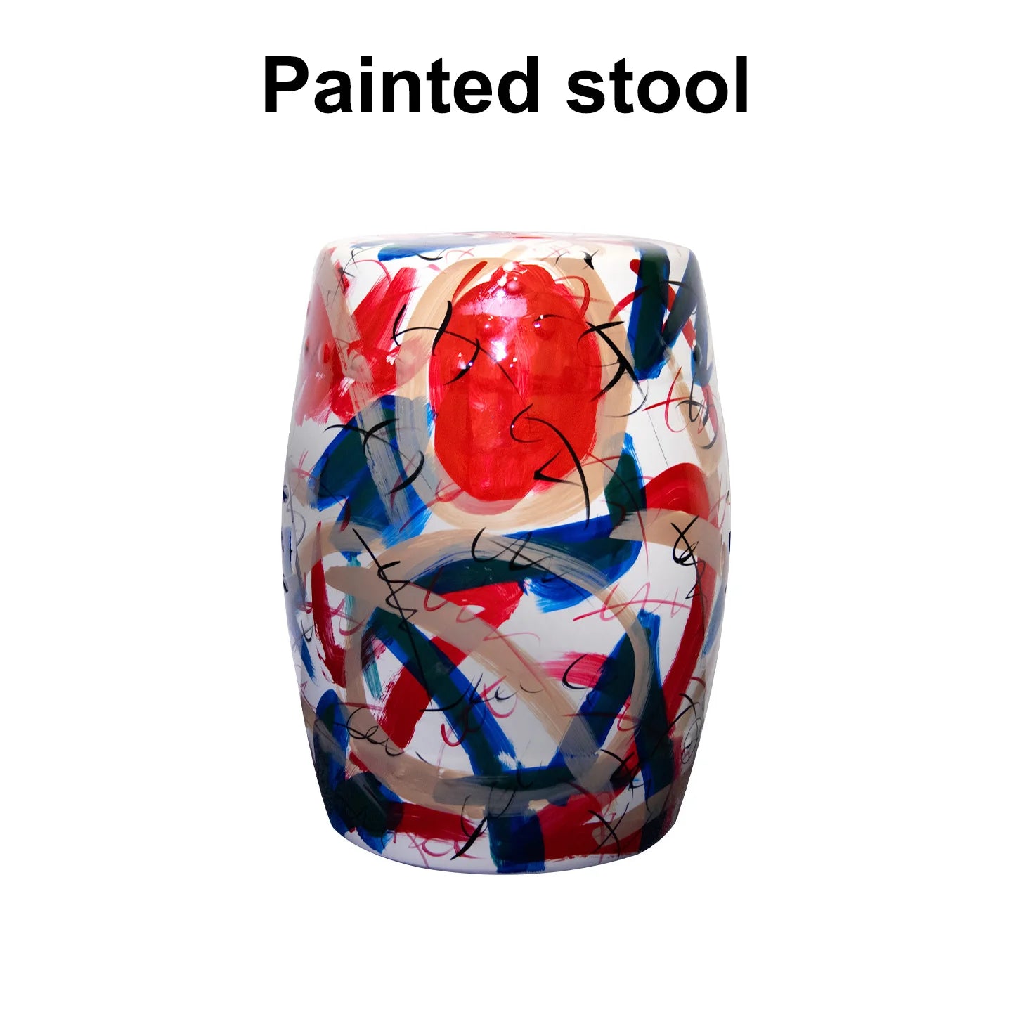 Tabouret Bas en Céramique Peinte à la Main - Style Italien