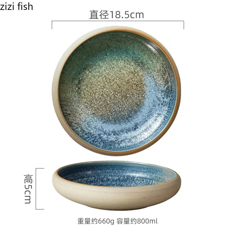 Japanese Round Deep Plate – Stoneware Dinner & Pasta Bowl