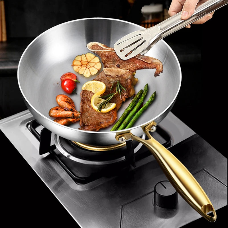 Poêle Wok Antiadhésive en Acier Inoxydable 316