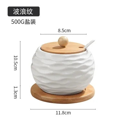 Salière et Sucrier en Céramique Blanche avec Cuillère