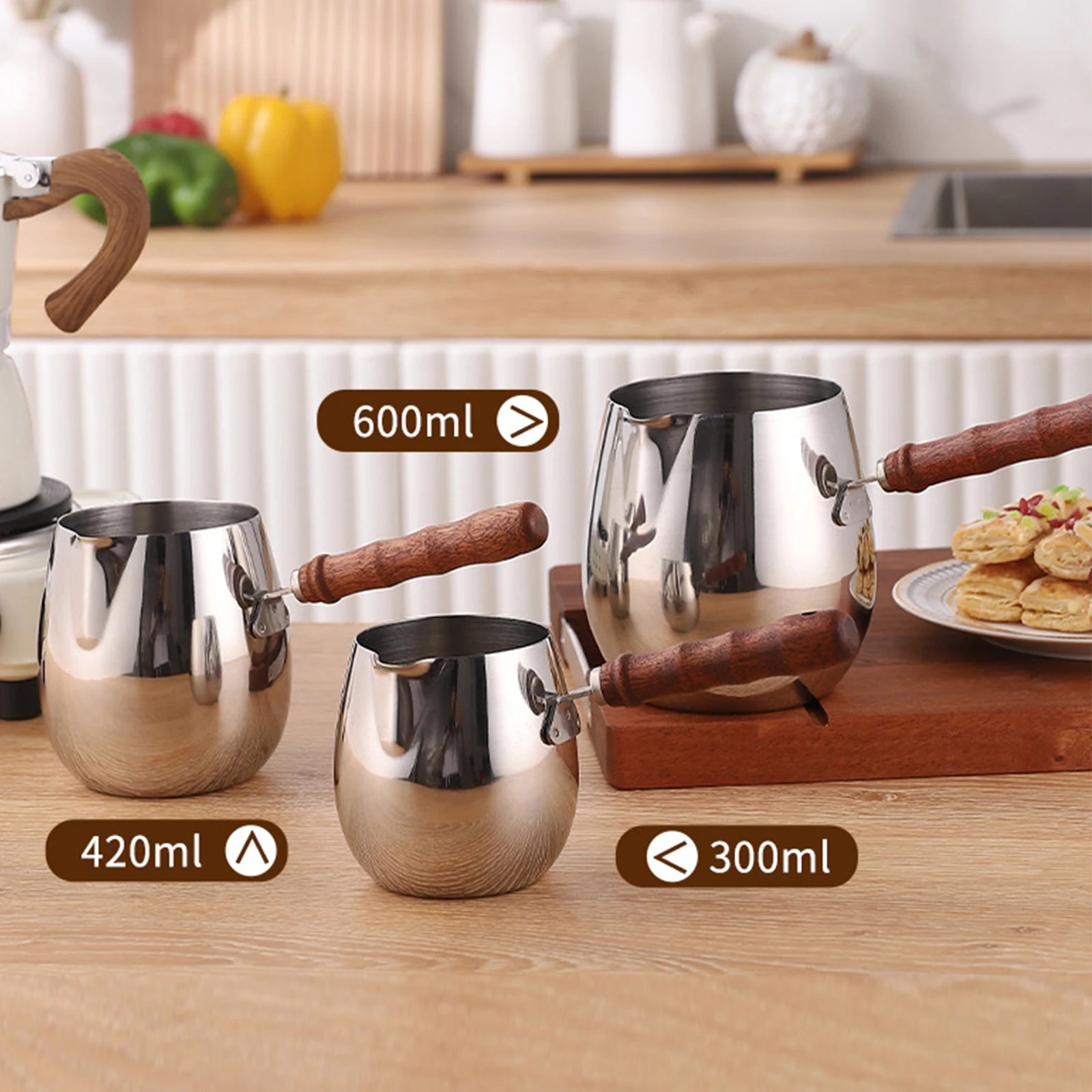Cafetière Turque en Acier Inoxydable Manche Long