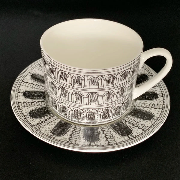 Tasse à Café Céramique Motif Château avec Assiette à Dessert