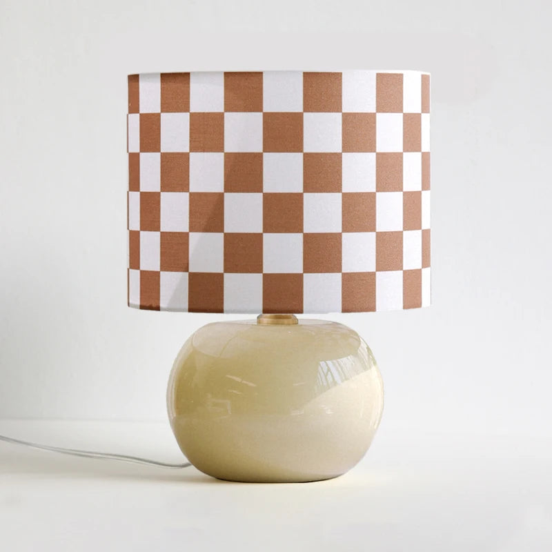 Lampe de Table Nordique Damier - Céramique et LED