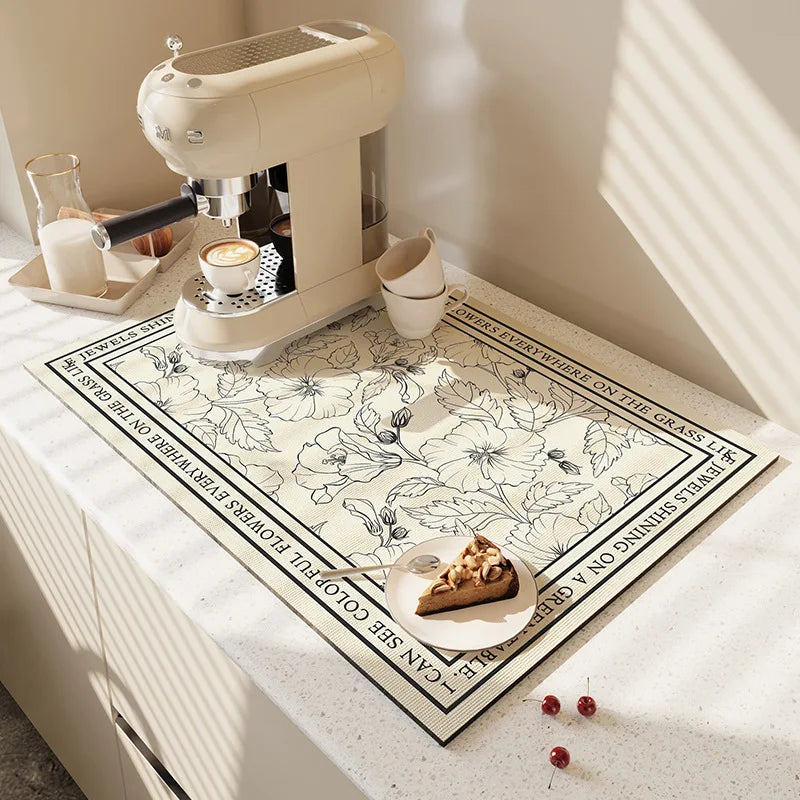 Tapis d'Égouttage Absorbant Antidérapant pour Cuisine