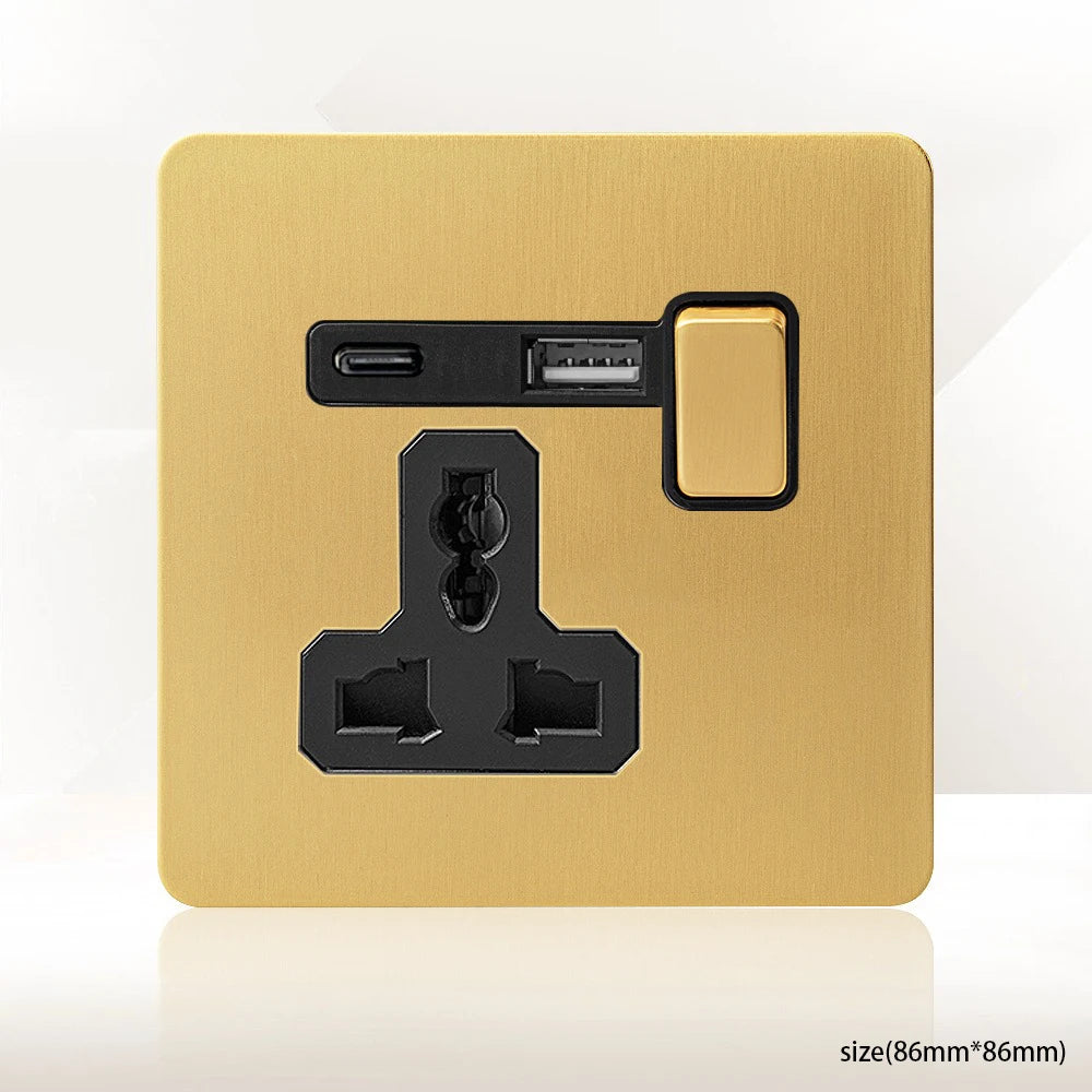 Interrupteur Mural Doré Style Vintage avec Prise USB-C