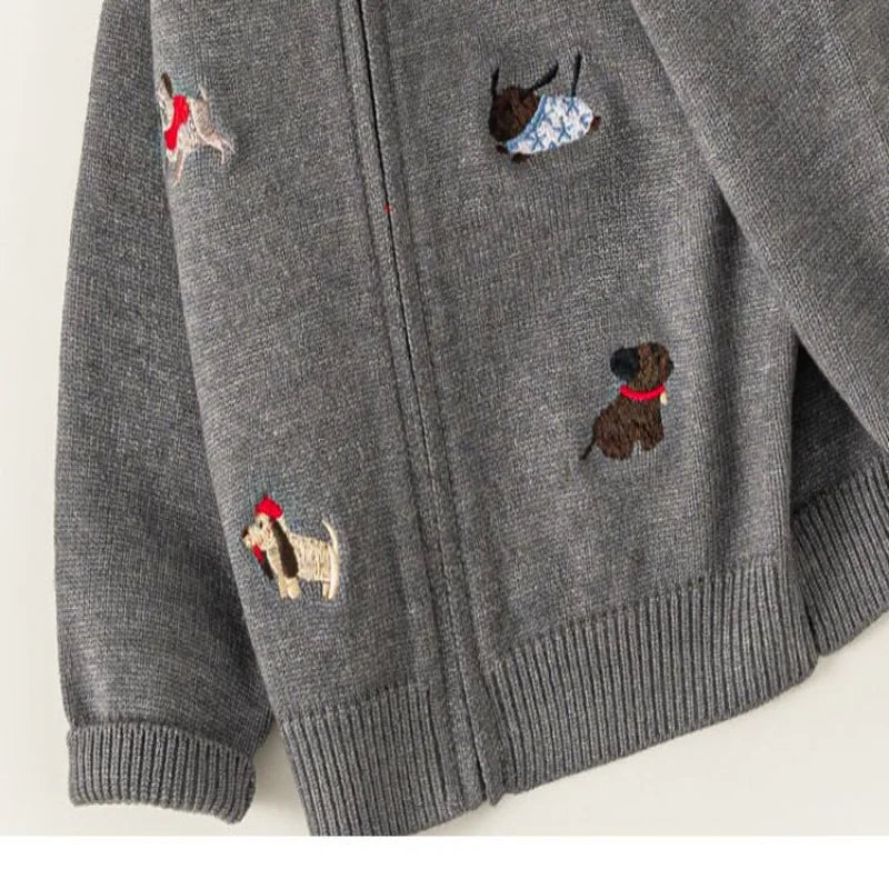 Cardigan Fille Tricoté Automne Manches Longues