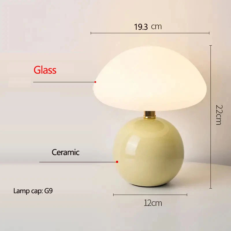 Lampe de Table Champignon en Céramique - Style Nordique Crème