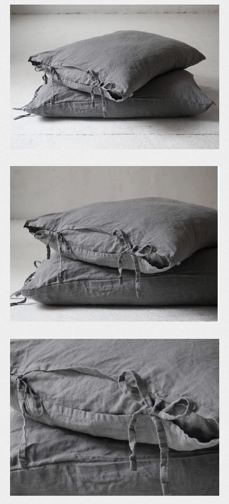 Housse de Coussin Lin Pur Nœud Papillon Bleu Foncé