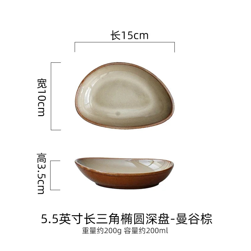 Assiette Creuse Triangulaire Céramique Style Japonais