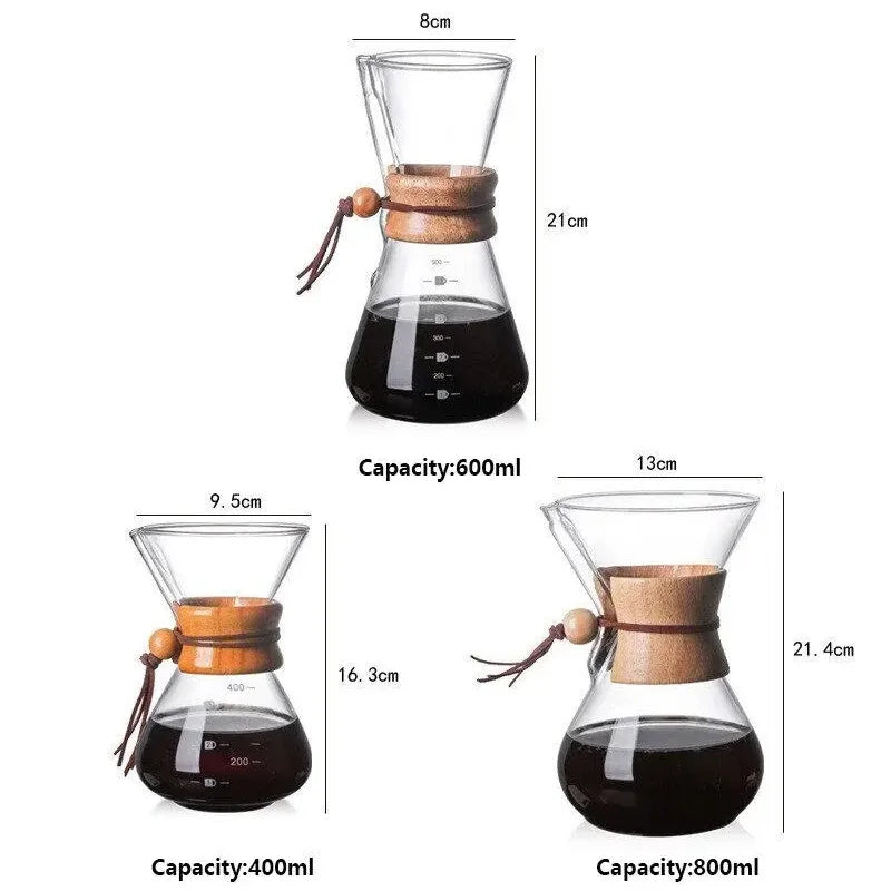 Verseuse à Café Filtre en Verre avec Filtre Inox