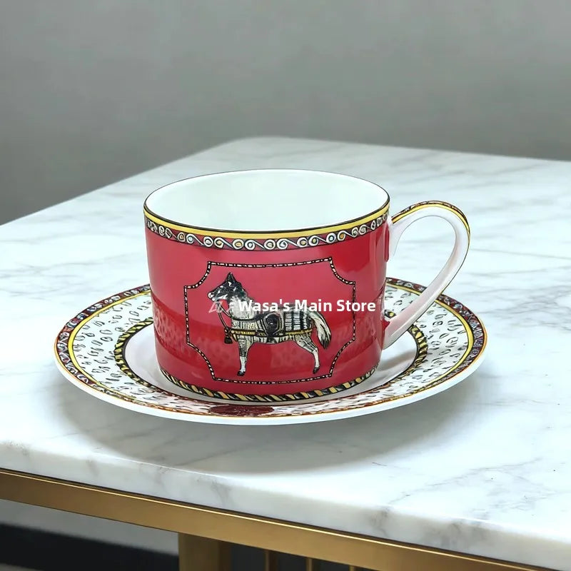 Set de Café Européen avec Soucoupe et Assiette à Dessert