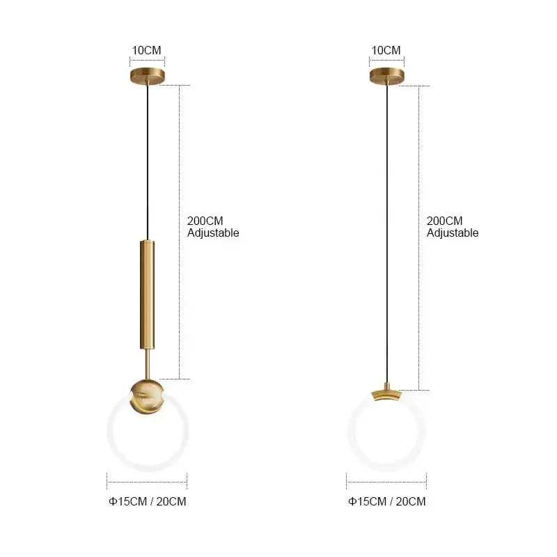 Suspension de Luxe Dorée - Style Nordique LED