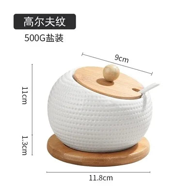 Salière et Sucrier en Céramique Blanche avec Cuillère