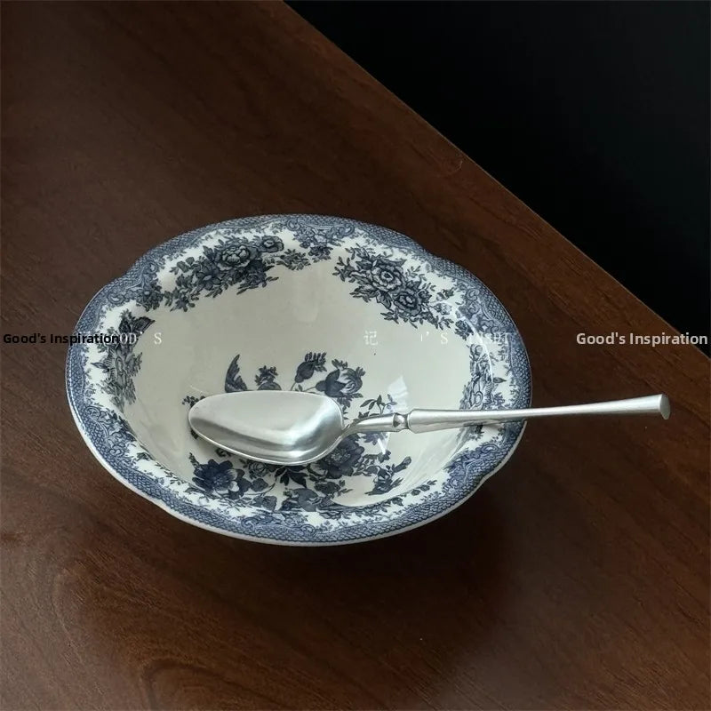 Service de Table Céramique Motif Floral Bleu Vintage