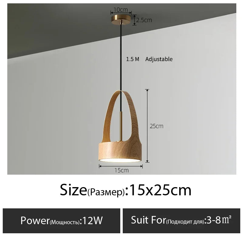 Suspension LED Effet Bois Style Restaurant Nordique