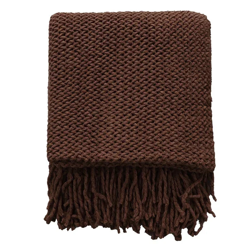 Plaid Tricoté Motif Géométrique - Style Américain