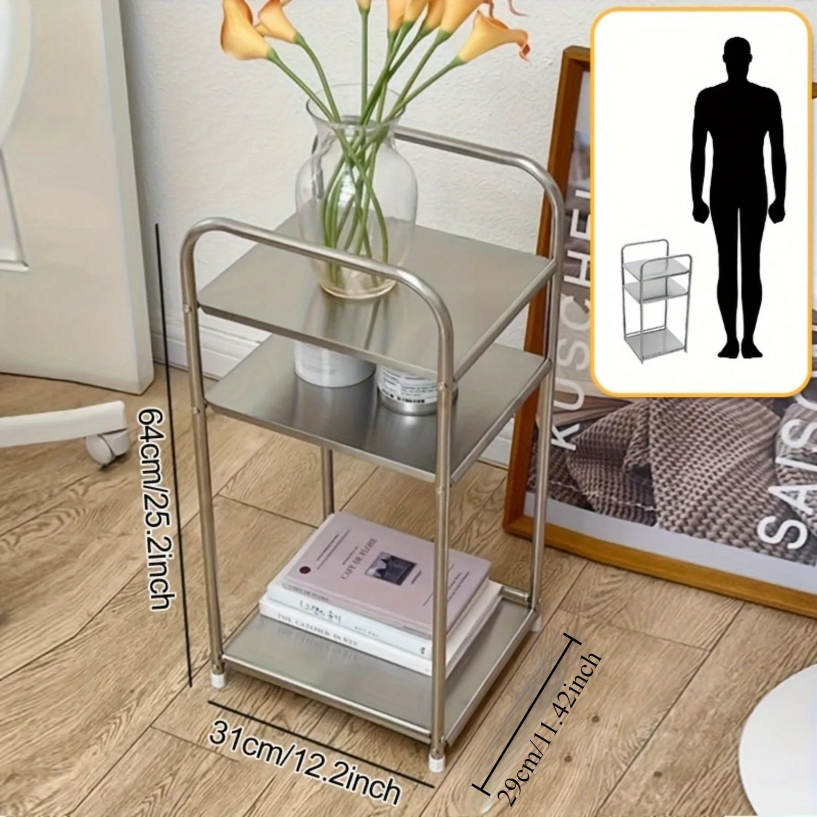 Étagère de Rangement Inox 3 Niveaux - Multi-Usage