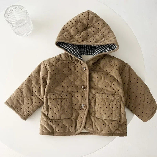 Manteau Enfant Matelassé à Capuche à Pois