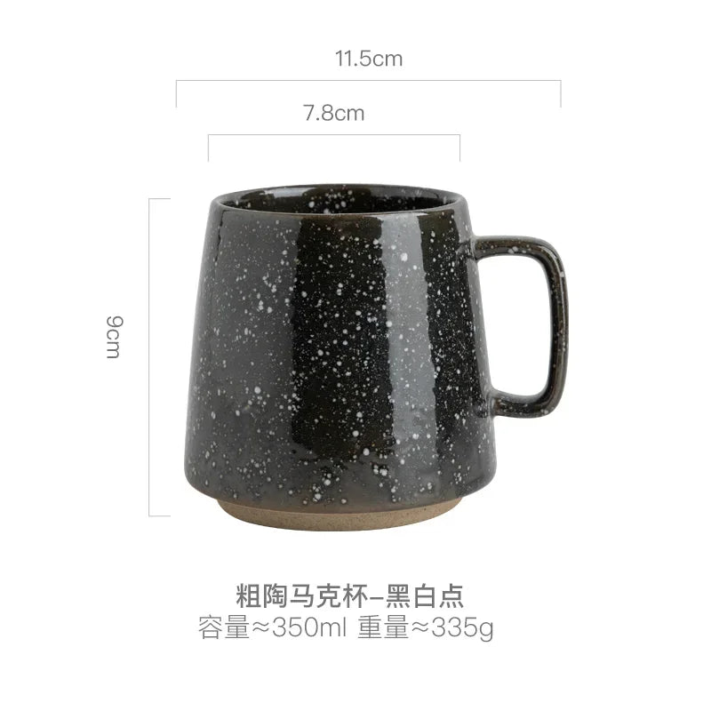 Tasse en Céramique Rétro avec Sous-Verre en Bois