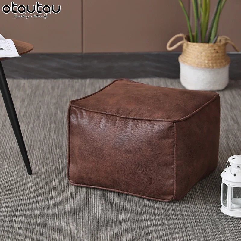 Housse de Pouf Ottoman Simili Cuir - Sans Garnissage